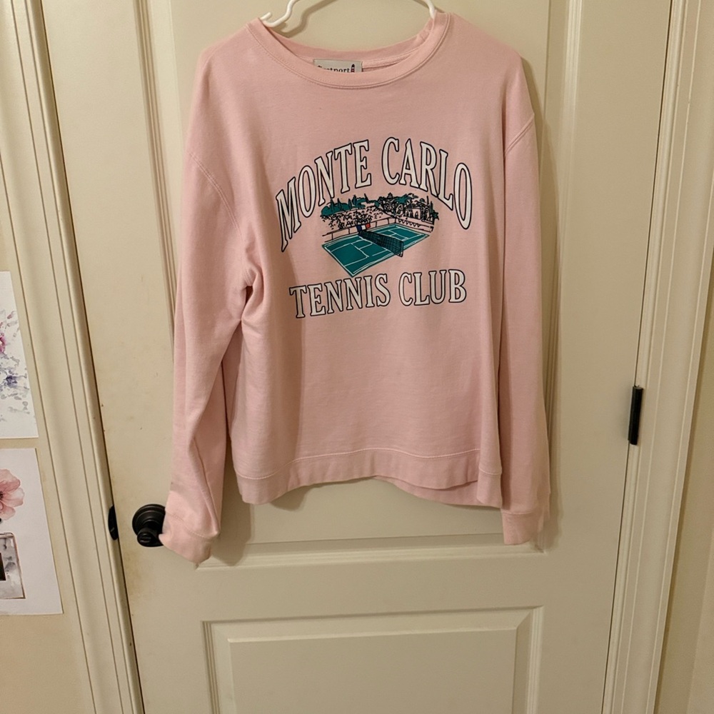 Firstport Monte Carlo Tennis Club Pink Sweatshirt Size Medium